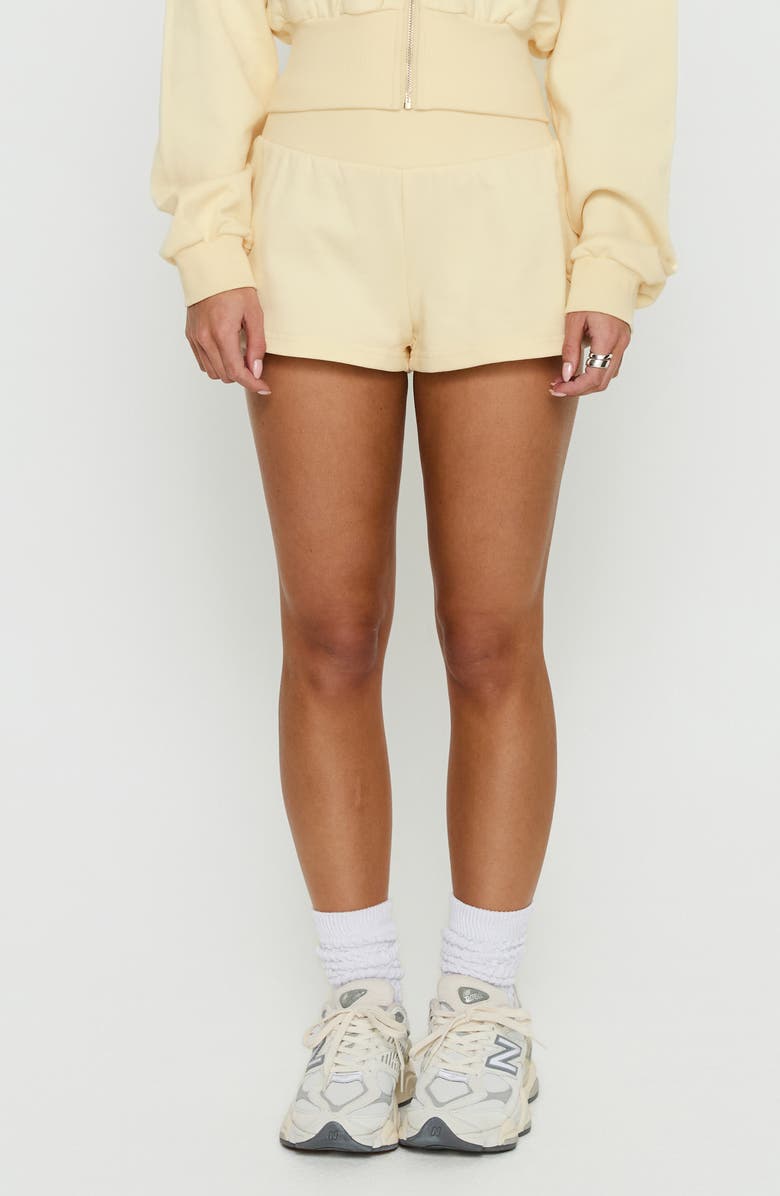 Princess Polly Daybreak Rib Waist Shorts, Main, color, Buttercream