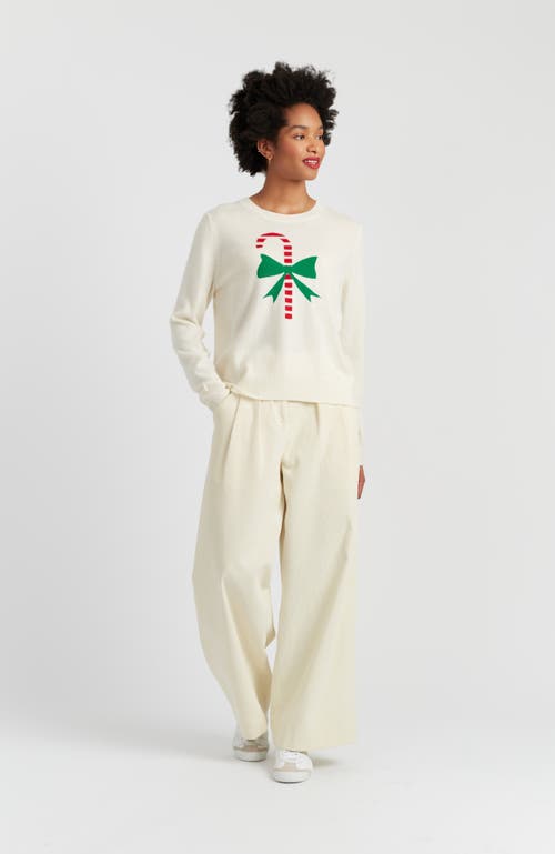 Chinti & Parker Cream Wool-cashmere Candy Cane Sweater In Neutral