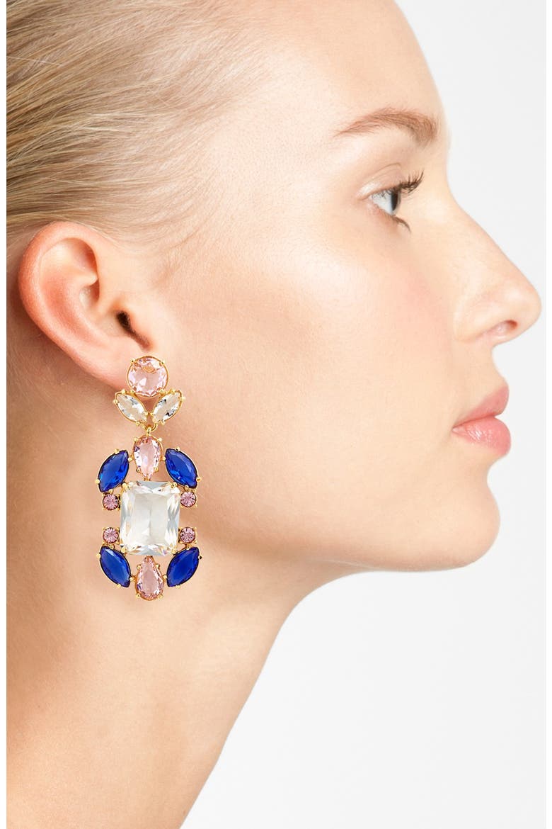 'sunrise cluster' chandelier earrings, Alternate, color, BLUE MULTI/ GOLD