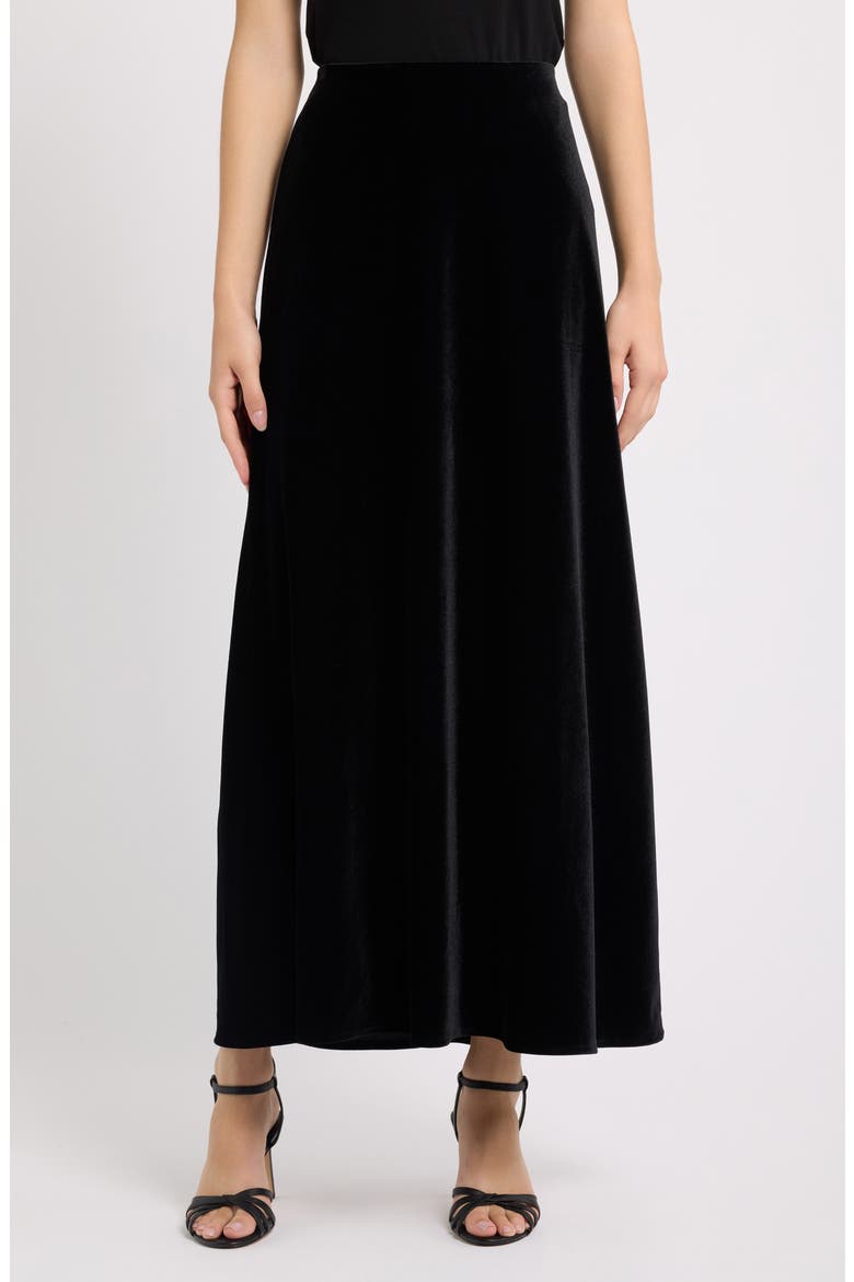 Bias Flared Velvet Maxi Skirt, Main, color, ANNE BLACK