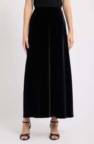 Anne Klein Bias Flared Velvet Maxi Skirt