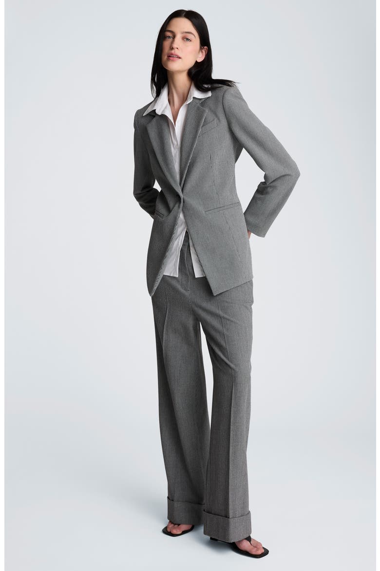 Blazer with Detachable Shirt Inset, Alternate, color, BLACK MULTI/ PURE WHITE