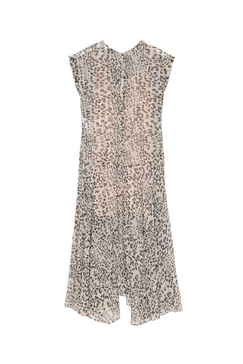 Leopard Print Cap Sleeve Midi Dress, Alternate, color, Camel
