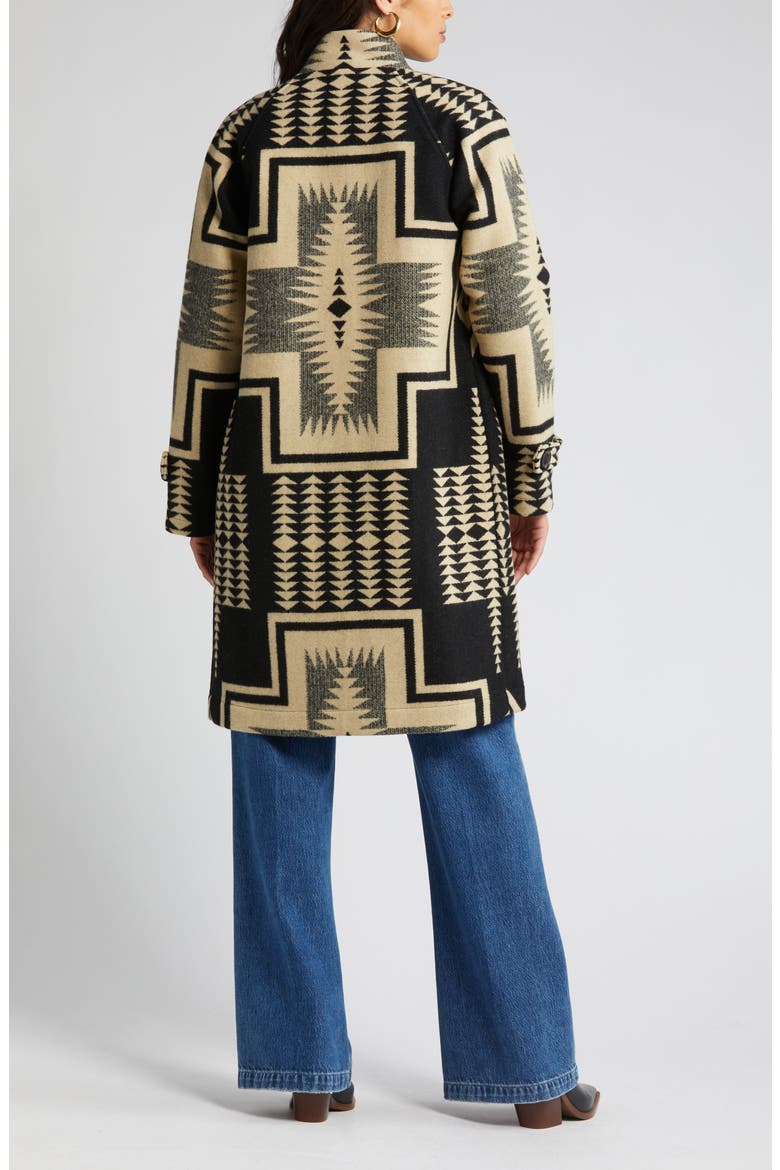 Timberline Jacquard Virgin Wool Blend Coat, Alternate, color, BLACK/ TAN HARDING
