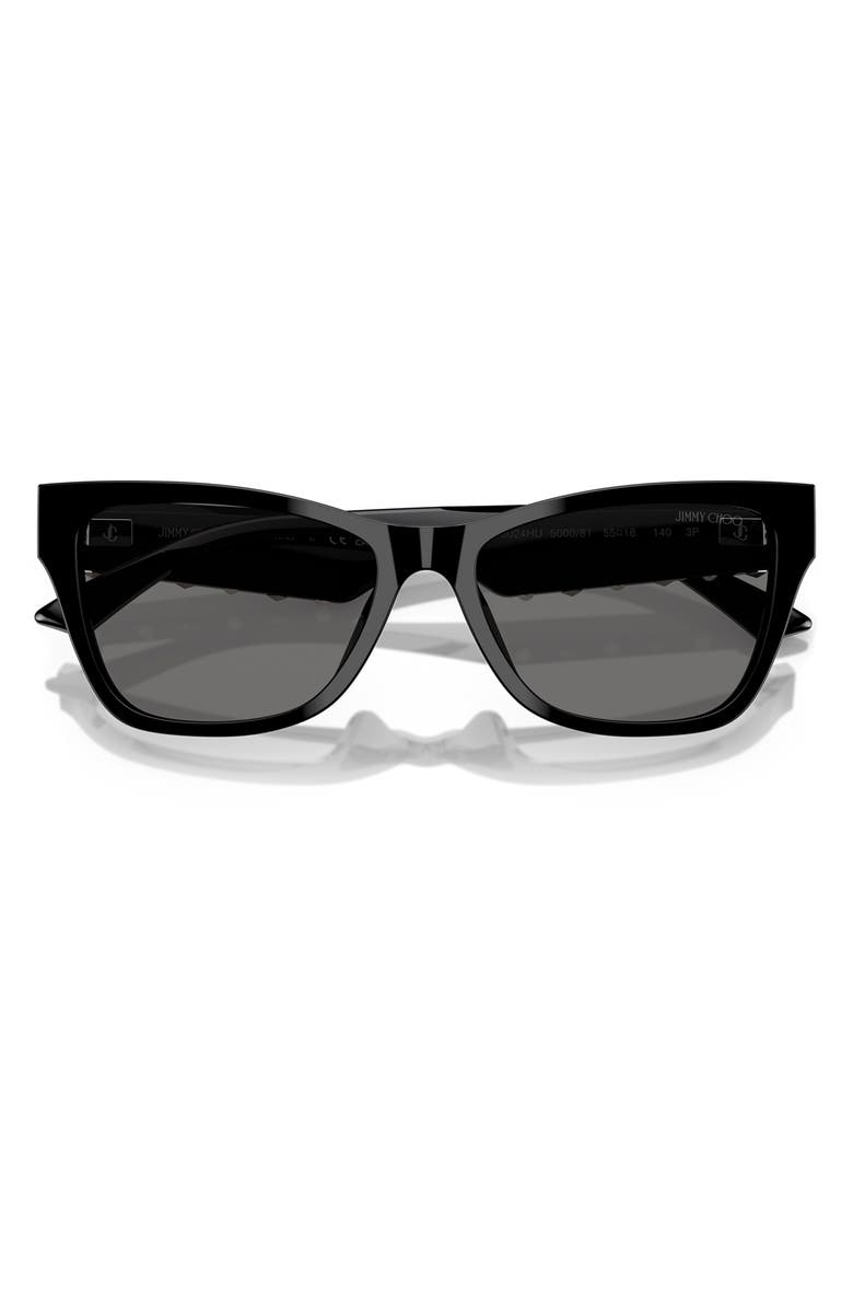 Jimmy Choo 55mm Polarized Pillow Sunglasses, Alternate, color, Black / Polar Grey