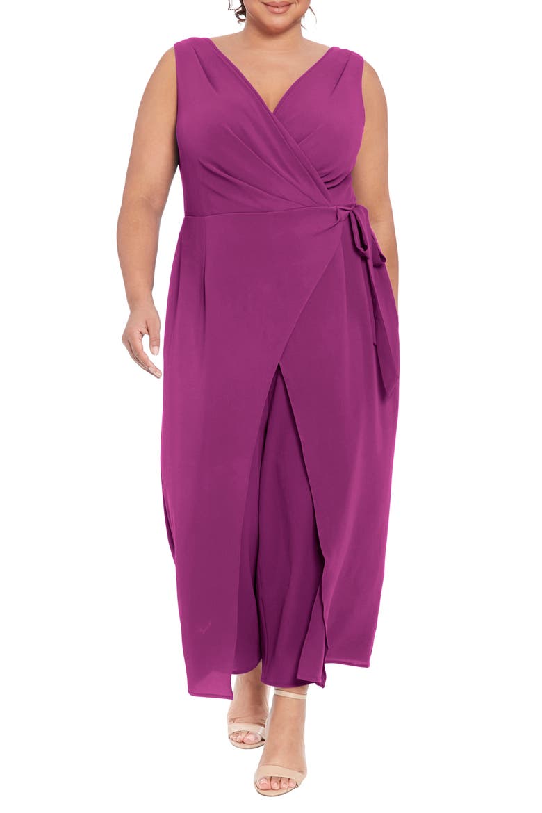 Sleeveless Faux Wrap Jumpsuit, Main, color, PLUM CASPIA