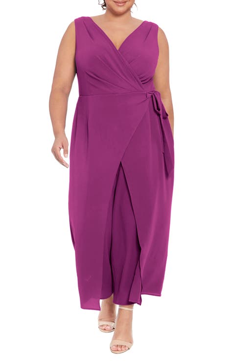 Sleeveless Faux Wrap Jumpsuit (Plus Size)