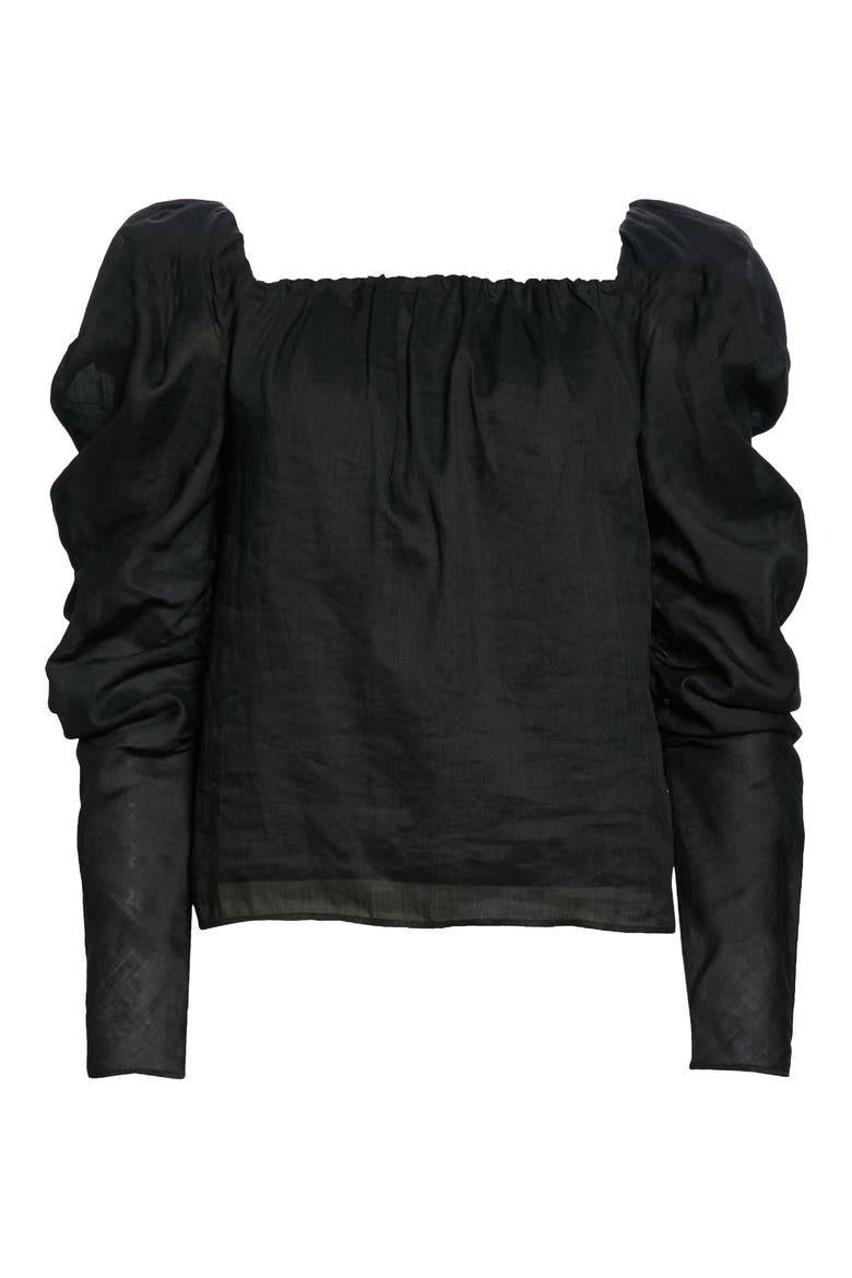 Billow Off the Shoulder Top, Alternate, color, NOIR