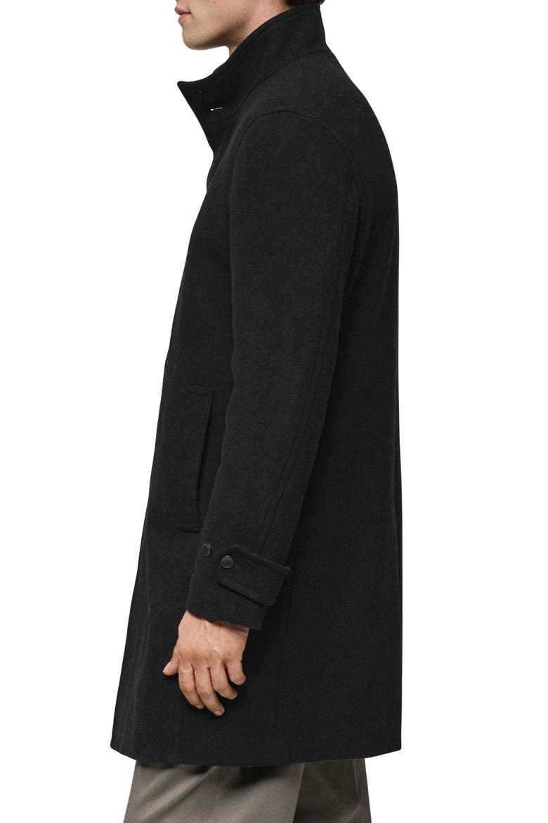 Wool Blend Felt Coat, Alternate, color, BLACK