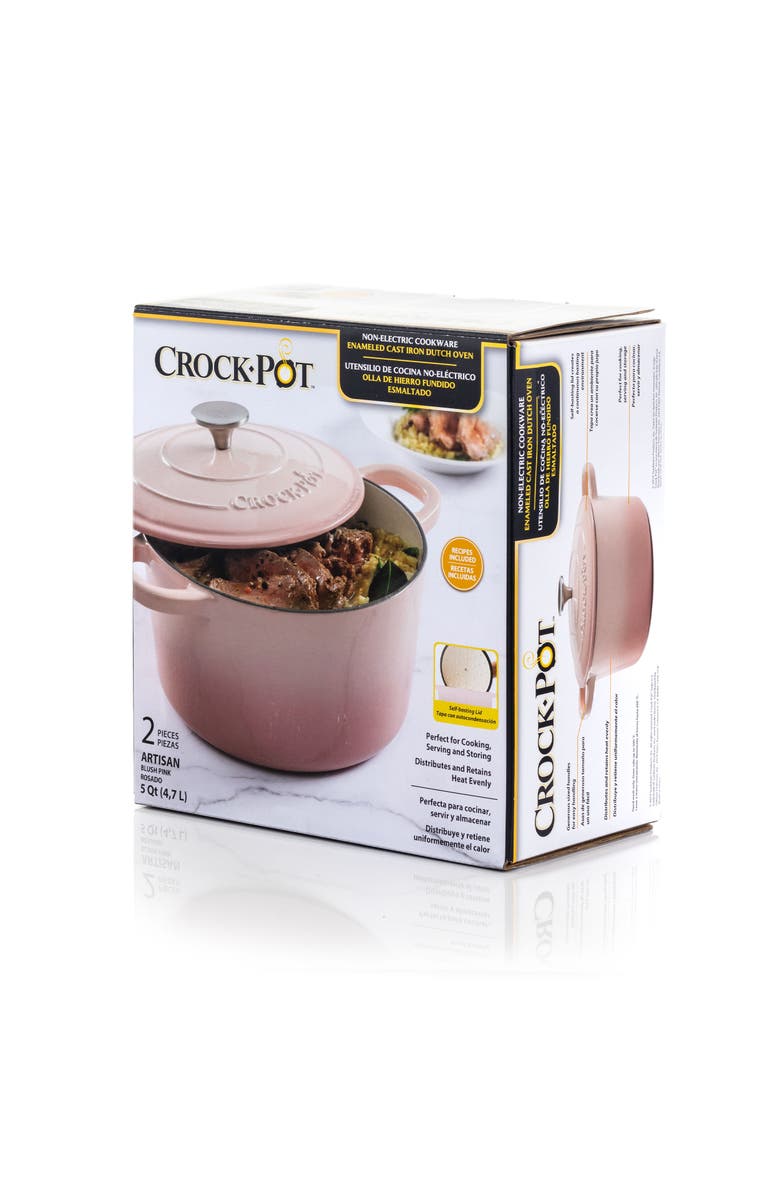 Crock-pot 2 Piece 5 Quarts Enamled Cast Iron Dutch Oven, Alternate, color, Pink