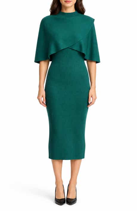 Mock Neck Popover Midi Dress