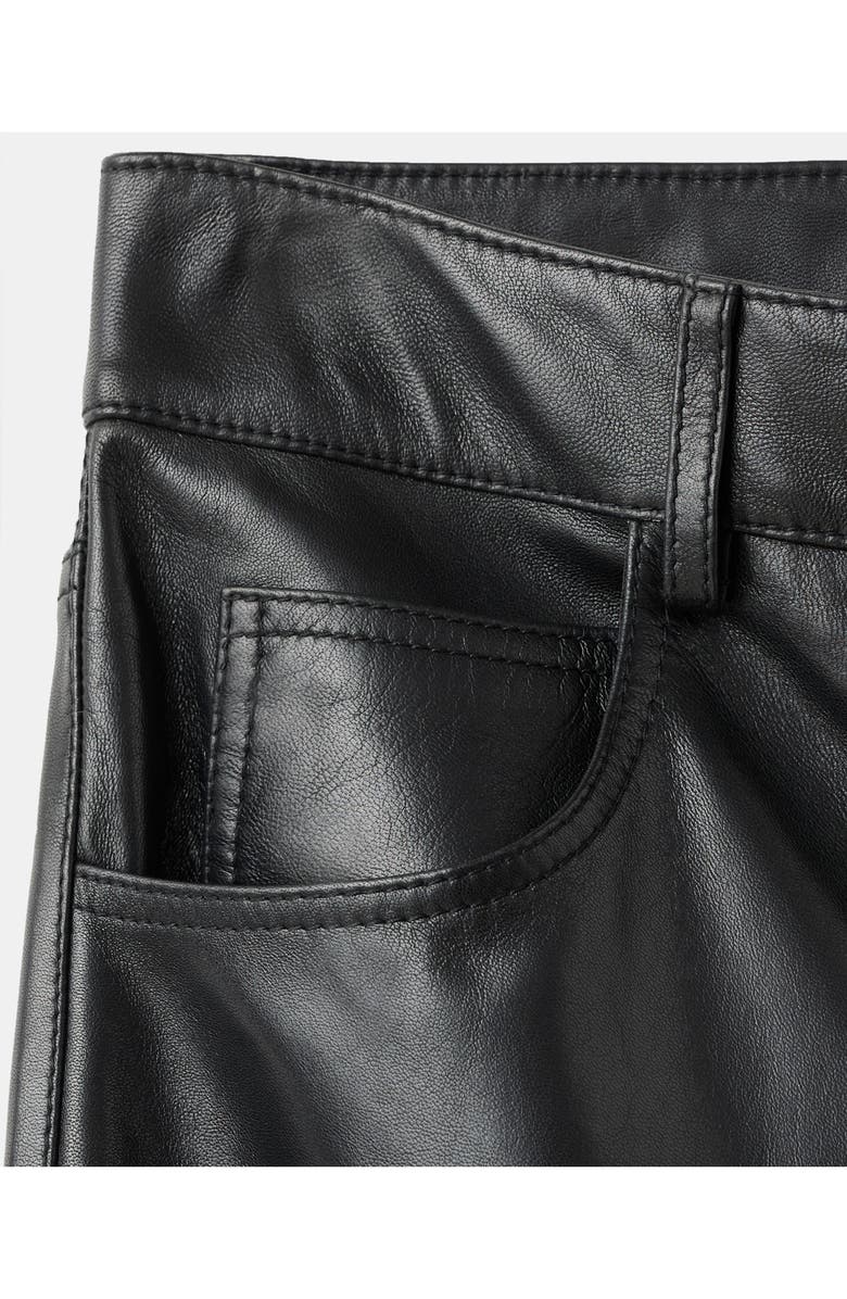 MANGO Selection Leather Straight Leg Pants, Alternate, color, Black