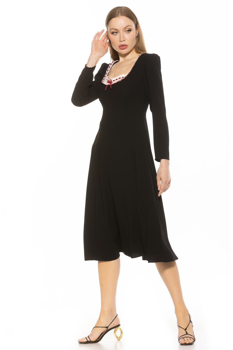 Zenaida Long Sleeve Fit & Flare Dress, Alternate, color, BLACK