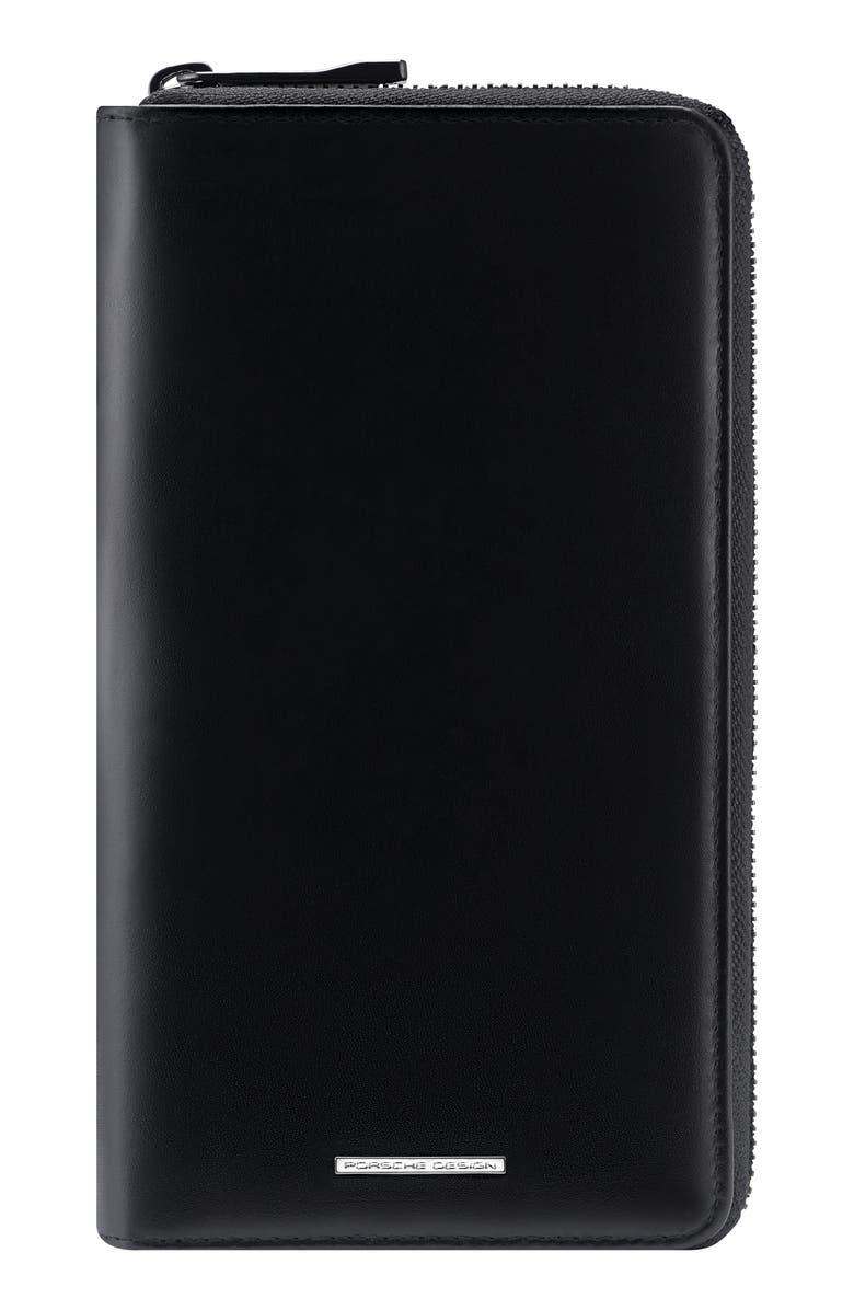 Porsche Design Zip Leather Wallet, Main, color, Black