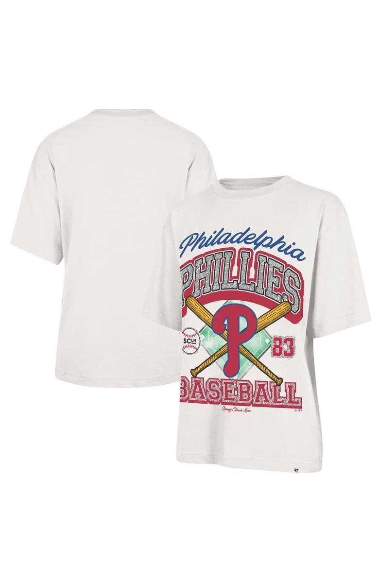 Stoney Clover Lane X '47 Women's '47 x Stoney Clover Lane Sand Philadelphia Phillies Crossover Base Foundation T-Shirt, Main, color, Sand