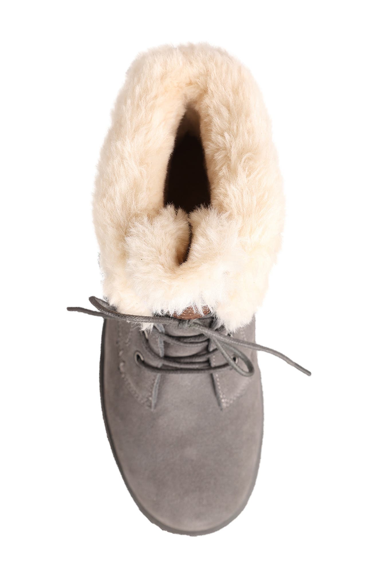 LAMO Demi Faux Shearling Wedge Bootie, Alternate, color, Charcoal