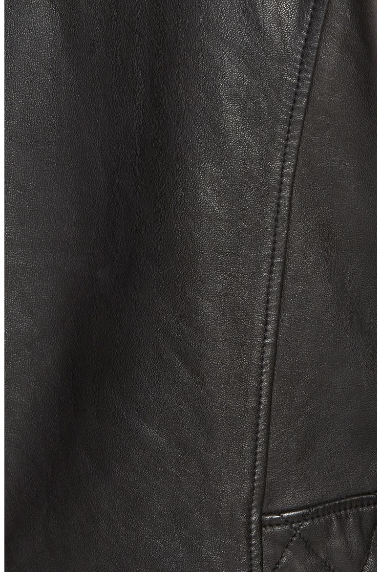 'Metropolis' Collarless Leather Jacket, Alternate, color, TRUE BLACK