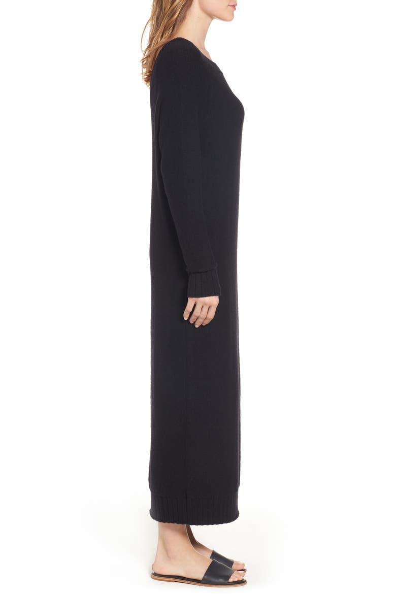 V-Back Sweater Dress, Alternate, color, BLACK
