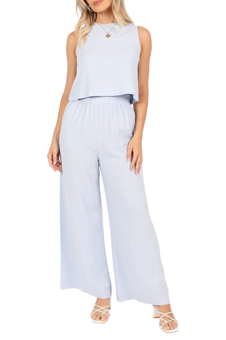 Marnie Tank & Wide Leg Pants Linen Set, Main, color, BLUE