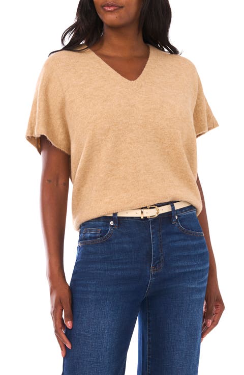 V-Neck Short Sleeve Boxy Sweater