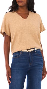 Vince Camuto V-Neck Short Sleeve Boxy Sweater