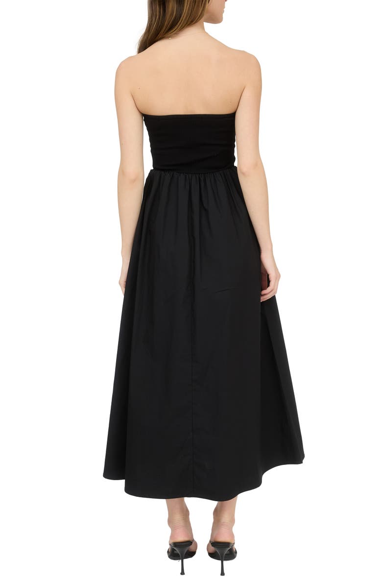 Blu Pepper Mixed Media Strapless Midi Dress, Alternate, color, 