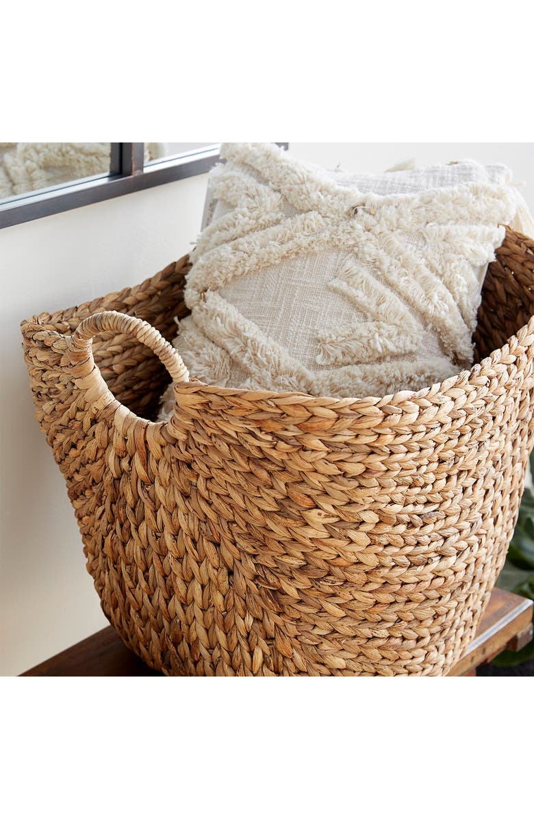 GINGER BIRCH STUDIO Brown Seagrass Contemporary Storage Basket with Ring Handles, Alternate, color, Brown