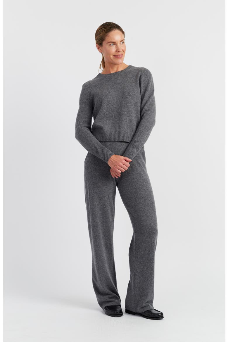 Pure Cashmere Wide Leg Pants, Alternate, color, Mid Grey Melange