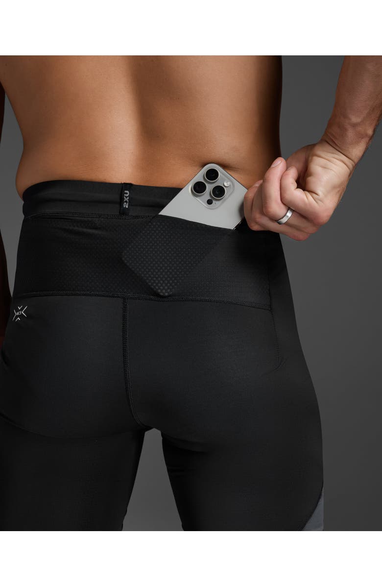 2XU Light Speed React Comp Shorts, Alternate, color, Black/White Reflective