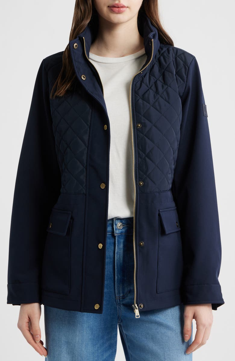 Lauren Ralph Lauren Mixed Media Quilted Jacket, Alternate, color, Navy
