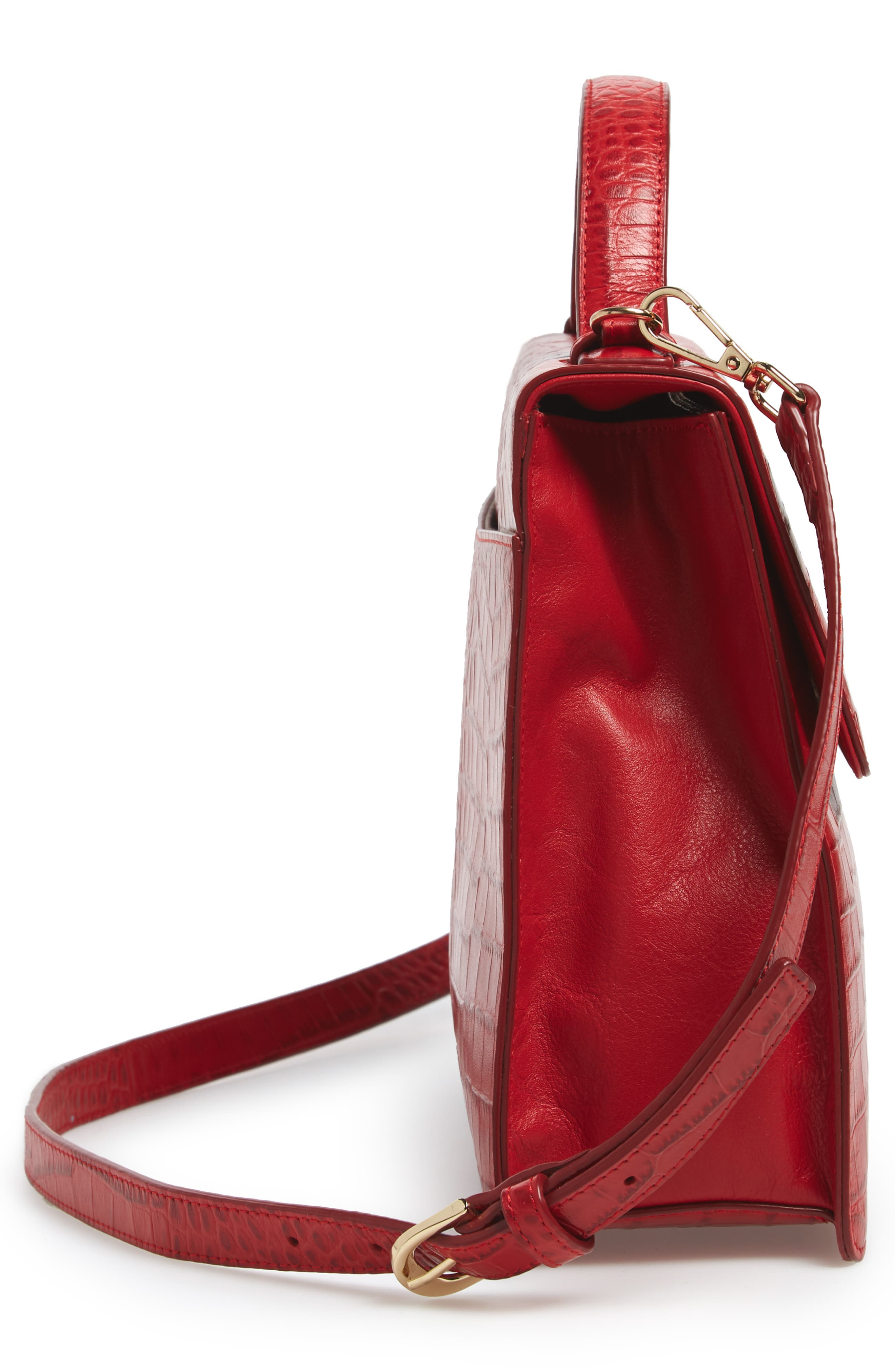 Nordstrom Ryder Croc Embossed Leather Top Handle Bag, Alternate, color, 