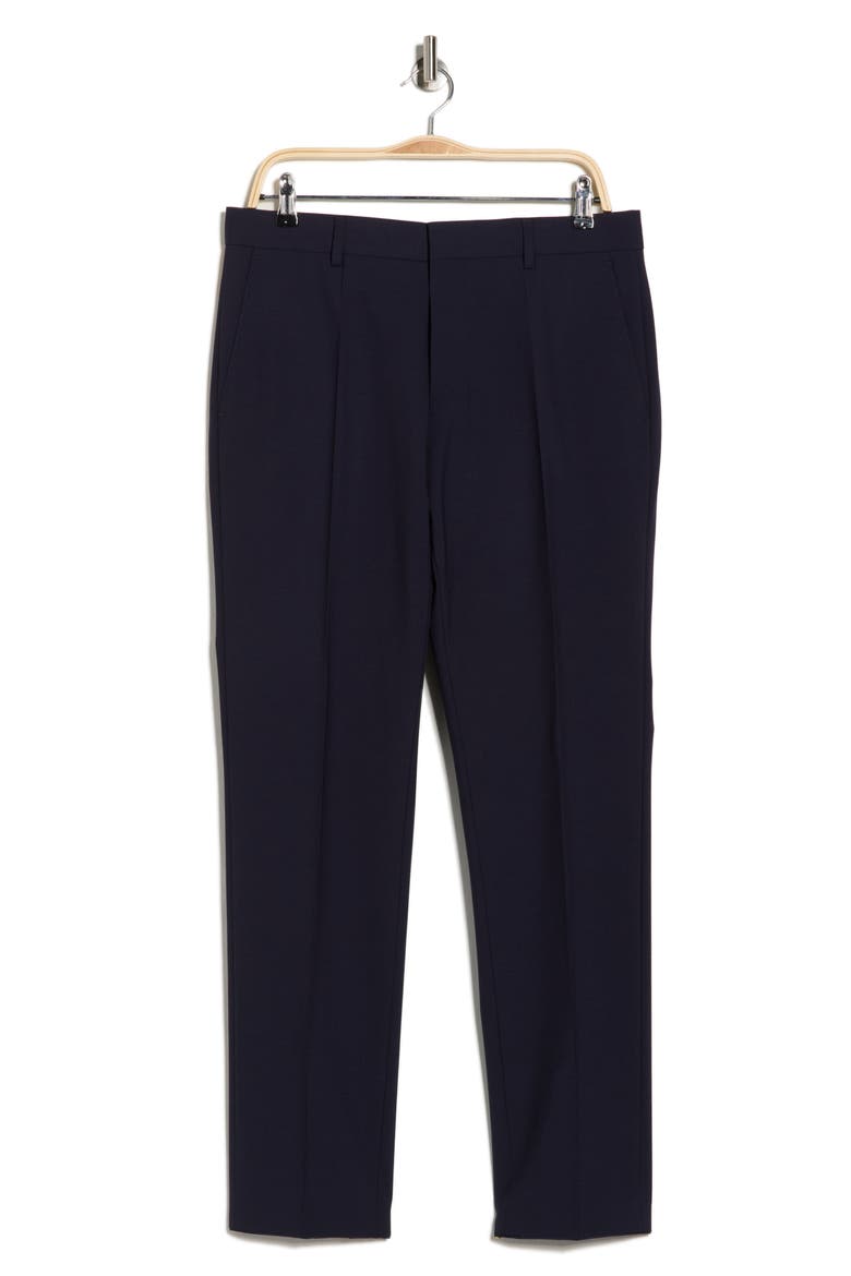 Genius Virgin Wool Blend Flat Front Dress Pants, Alternate, color, NAVY