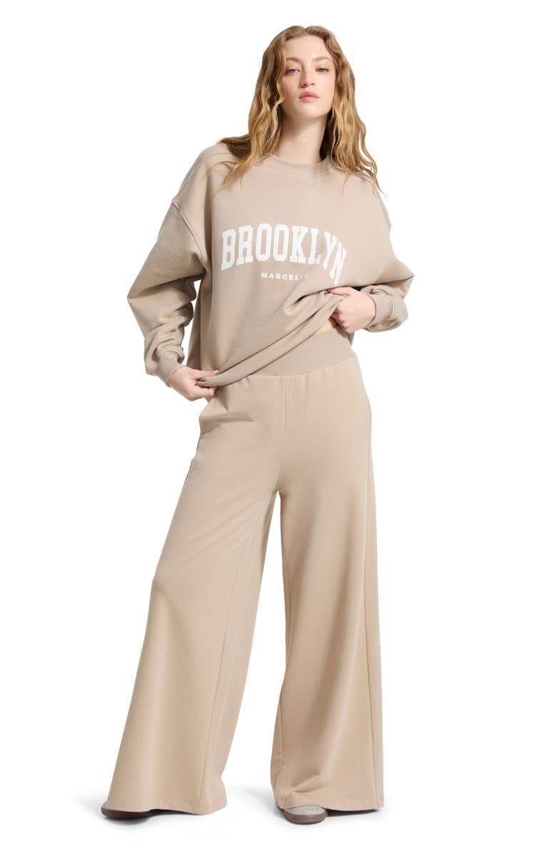 Marcella Easton Wide Leg Sweatpants, Alternate, color, Sand