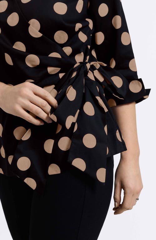 Foxcroft Salina Polka Dot Cotton Wrap Top