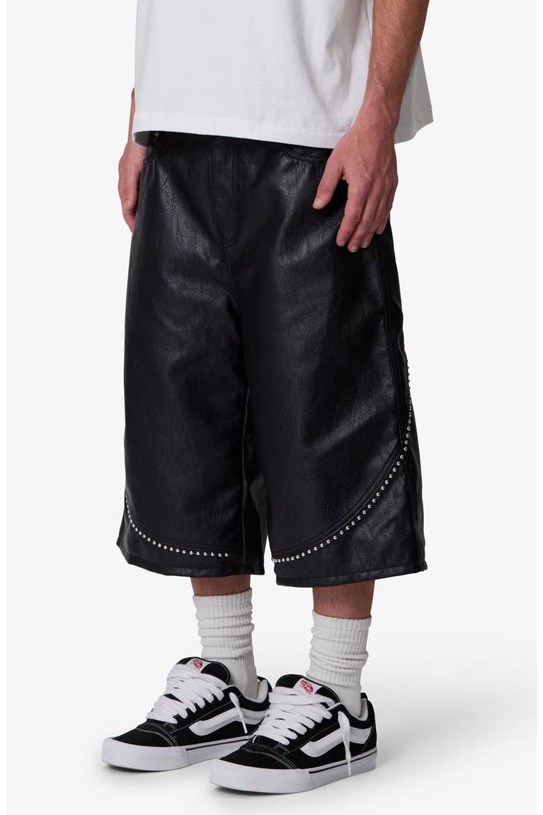 Ultra Baggy Studded Faux Leather Shorts, Alternate, color, BLACK