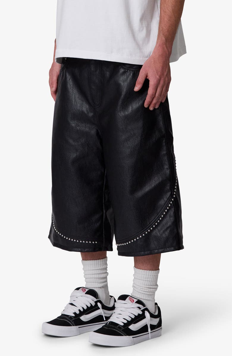 mnml Ultra Baggy Studded Faux Leather Shorts, Alternate, color,