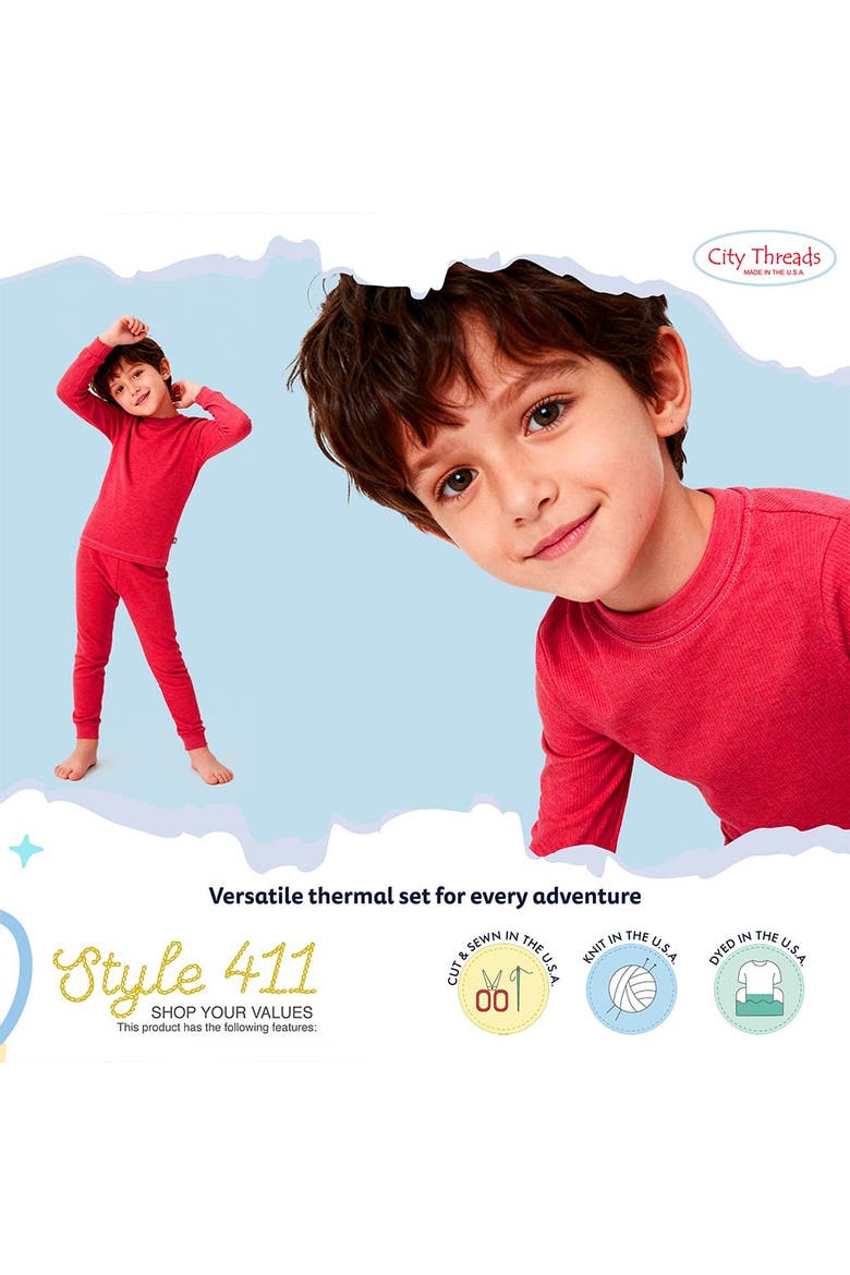 Baby Boys Soft & Cozy Thermal Long Johns 2-Piece Set, Alternate, color, Candy Apple