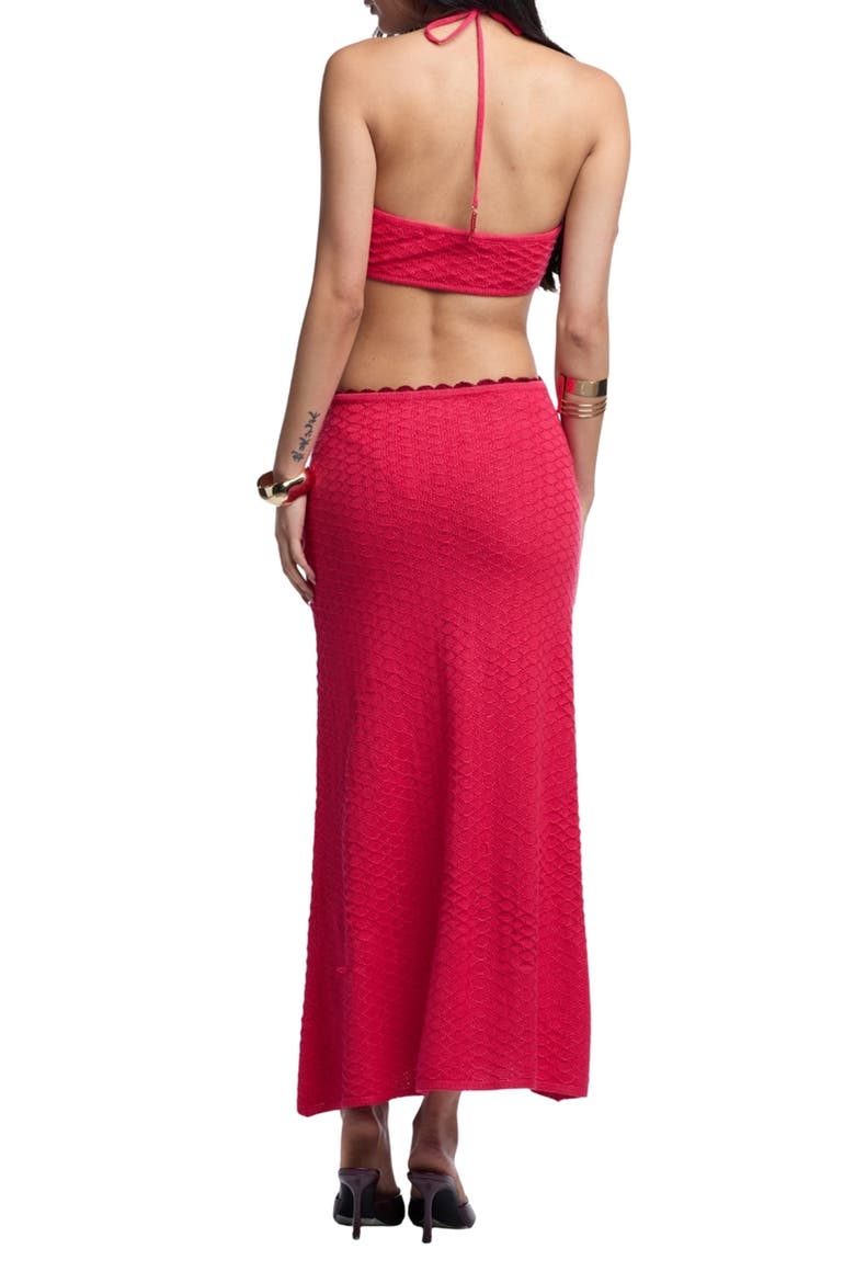 Carla Crochet Flower Cover-Up Dress, Alternate, color, RED