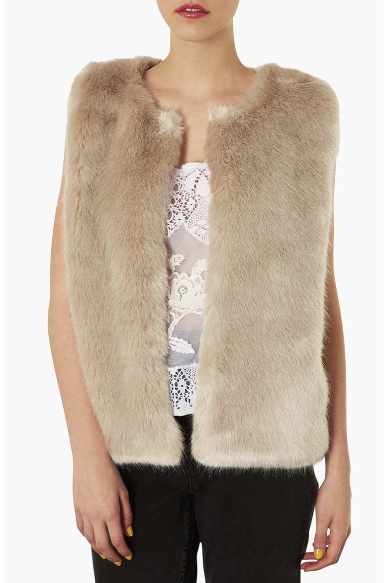 Faux Fur Vest, Main, color, MINK