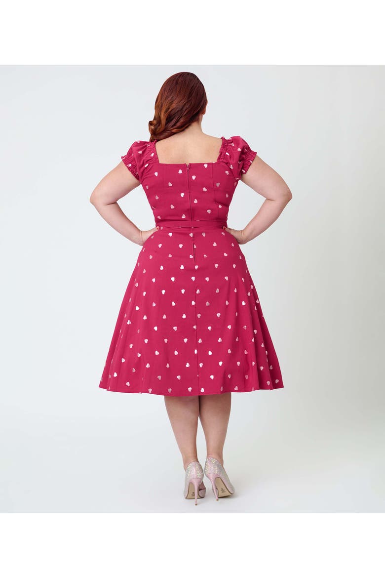 Plus Size Ohara Swing Dress, Alternate, color, Burgundy W/ Pink Hearts