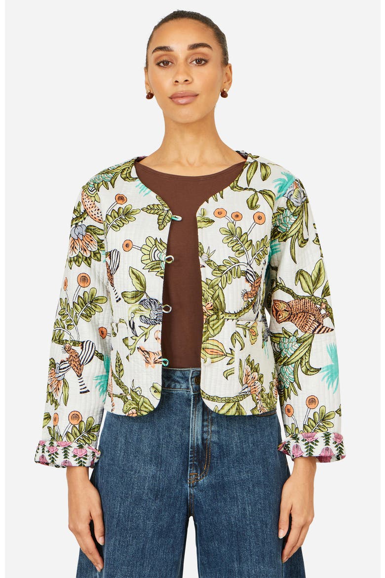 Print Reversible Cotton Jacket, Alternate, color, White