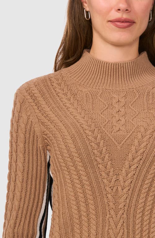 Halogenr Halogen(r) Mixed Cable Mock Neck Sweater In Brown