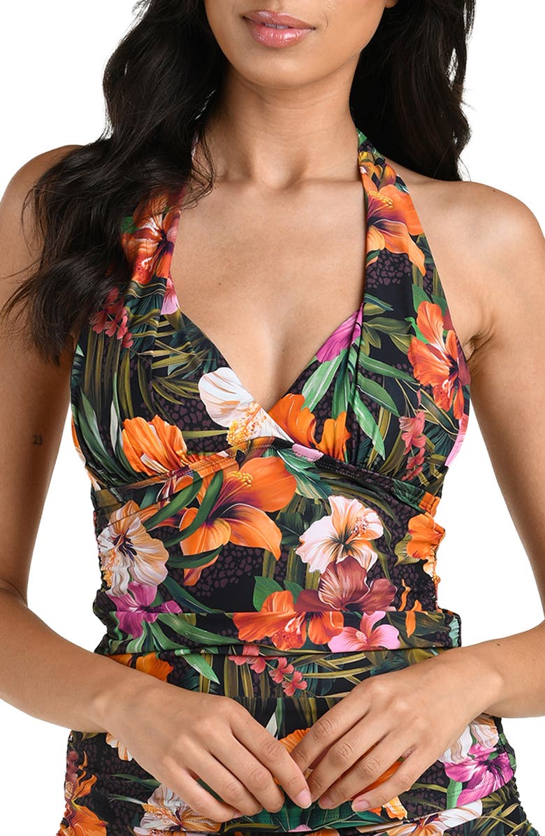 La Blanca Tropical Hideaway Halter Tankini, Main, color, Tropical Multi