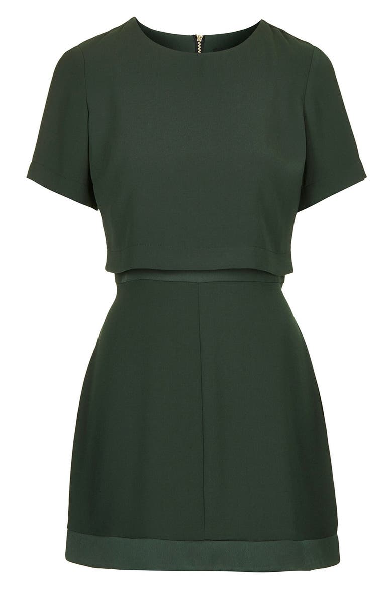 Satin Trim Overlay Dress, Alternate, color, BRIGHT GREEN