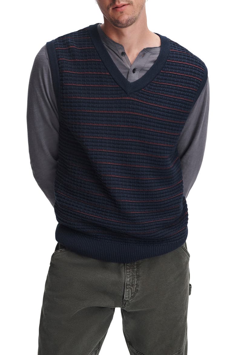 Aaron Stripe V-Neck Vest, Main, color, NAVY