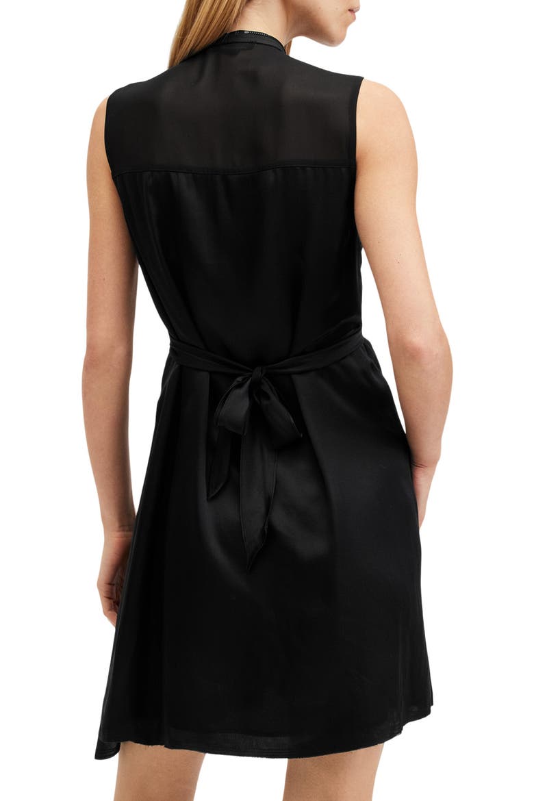 Jayda Wrap Front Asymmetic Shift Dress, Alternate, color, BLACK
