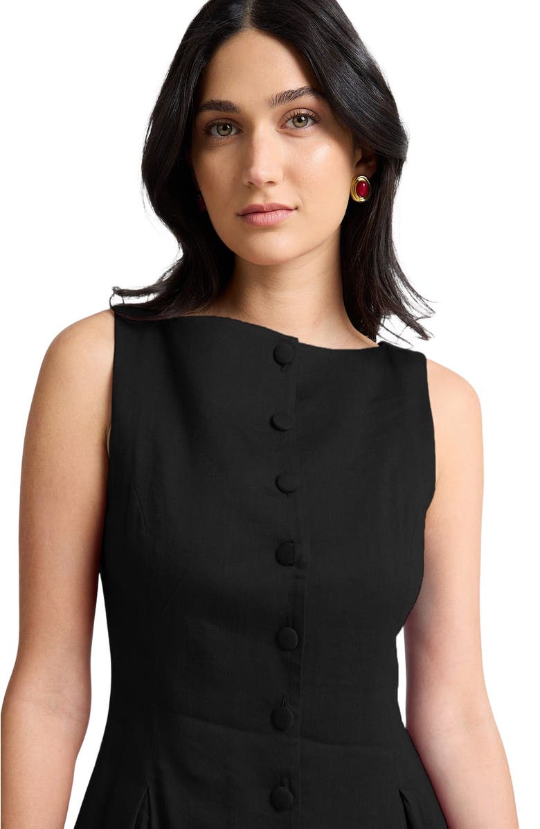 Onia Boatneck Button Front Dress, Alternate, color, Black