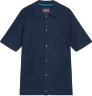 Scotch & Soda Tone-on-Tone Jacquard Short Sleeve Button-Up Knit Shirt