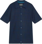 Scotch
Soda Tone-on-Tone Jacquard Short Sleeve Button-Up Knit Shirt