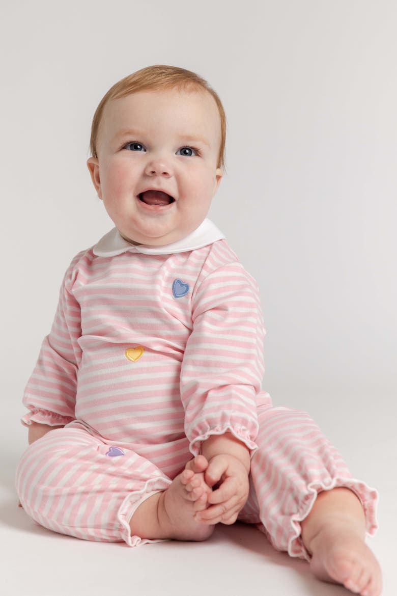 Stripe Knit Longall with Hearts, Alternate, color, Pink & White Stripe